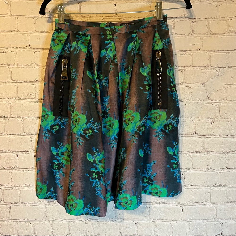Christopher Kane silk floral print skirt, 6